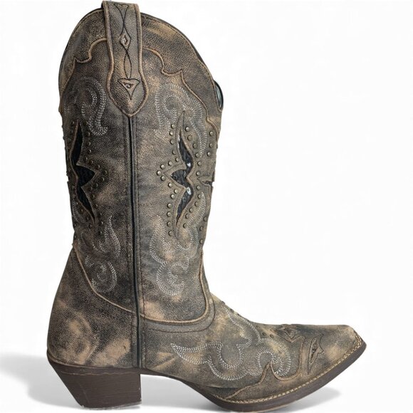 Laredo Leather Studded Western Cowgirl Snip Toe Boots Women's 10 M - Picture 7 of 14